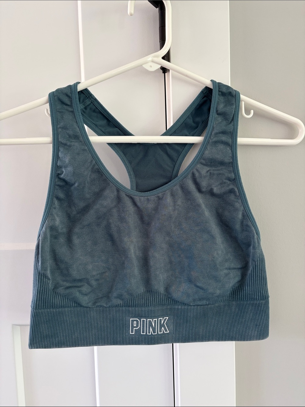 PINK Victoria's Secret Teal Racerback Seamless Sports Bra